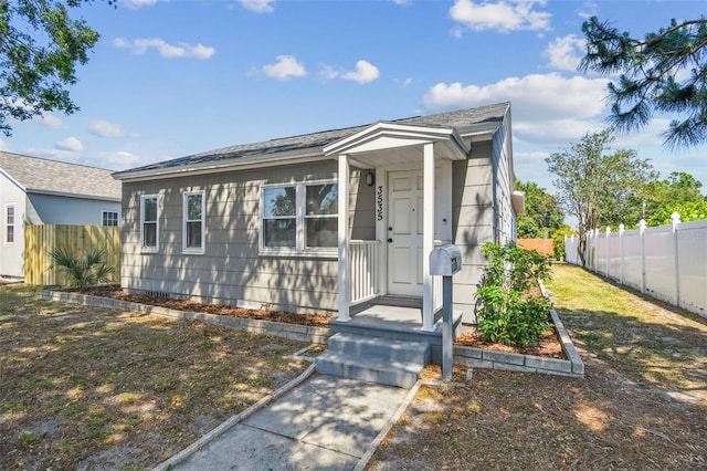 3535 16th St N, Saint Petersburg, FL 33704 - view of front facade with a fenced backyard and a shingled roof
