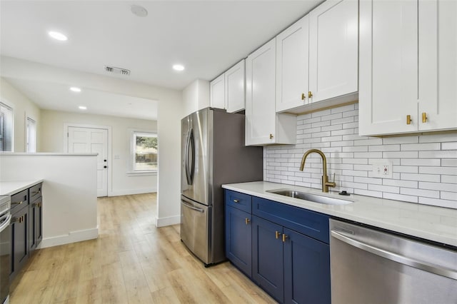 3535 16th St N, Saint Petersburg, FL 33704 - kitchen with appliances with stainless steel finishes, a sink, white cabinetry, light countertops, and recessed lighting