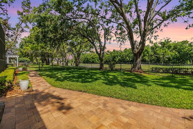 2769 St Andrews Blvd, Tarpon Springs, FL 34688 - yard at dusk featuring a patio and view of scattered trees