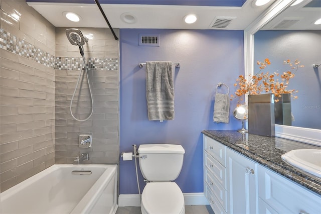 5701 Mariner St Unit 701, Tampa, FL 33609 - full bath featuring vanity, baseboards, bathing tub / shower combination, toilet, and recessed lighting