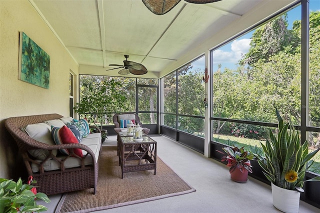 13813 Sigler St, Riverview, FL 33579 - sunroom featuring a ceiling fan and a healthy amount of sunlight