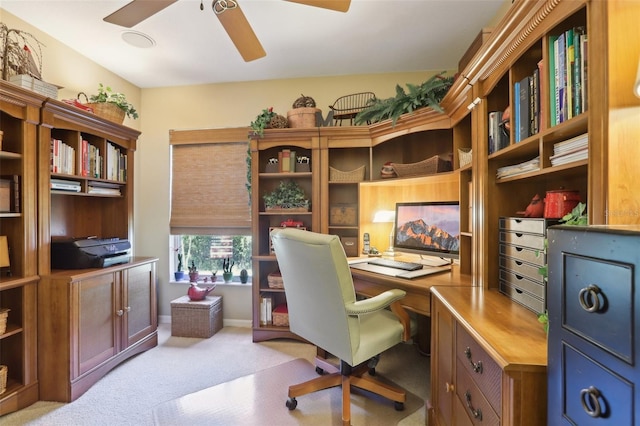 13813 Sigler St, Riverview, FL 33579 - carpeted office with a ceiling fan and built in study area