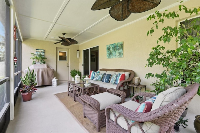 13813 Sigler St, Riverview, FL 33579 - sunroom / solarium featuring an outdoor hangout area and a ceiling fan