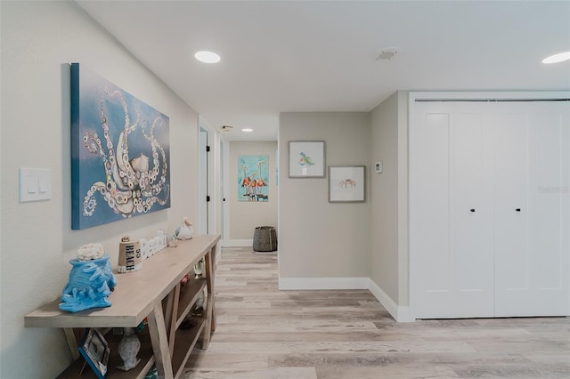 400 Island Way Unit 1709, Clearwater Beach, FL 33767 - corridor featuring light wood-type flooring and recessed lighting