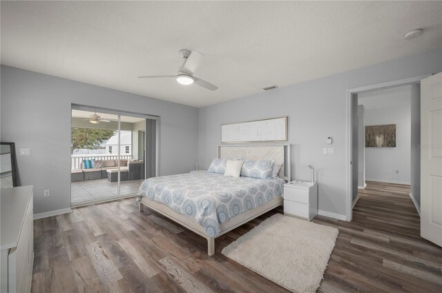 5193 Boyle Ter, Port Charlotte, FL 33981 - bedroom featuring access to exterior, wood finished floors, baseboards, and a ceiling fan
