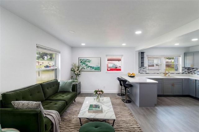 5210 S 80th St, Tampa, FL 33619 - living room featuring light wood-style flooring, healthy amount of natural light, recessed lighting, and baseboards