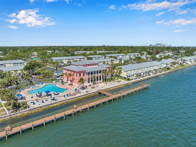 bird's eye view featuring a water view