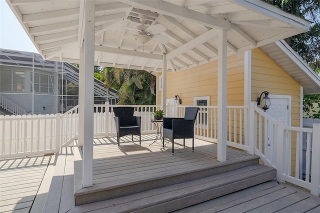 315 Ridge Rd, Palm Harbor, FL 34683 - wooden deck featuring ceiling fan and a gazebo