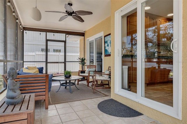315 Ridge Rd, Palm Harbor, FL 34683 - sunroom / solarium featuring ceiling fan and an outdoor hangout area