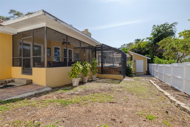 315 Ridge Rd, Palm Harbor, FL 34683 - view of yard with ceiling fan and glass enclosure