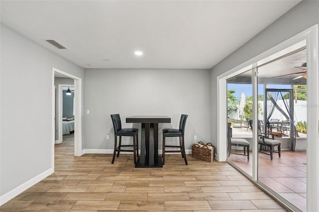 6010 Bayou Grande Blvd NE, Saint Petersburg, FL 33703 - dining room with light wood-style flooring, recessed lighting, and a ceiling fan
