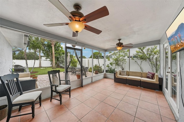 6010 Bayou Grande Blvd NE, Saint Petersburg, FL 33703 - sunroom / solarium featuring an outdoor living space and ceiling fan