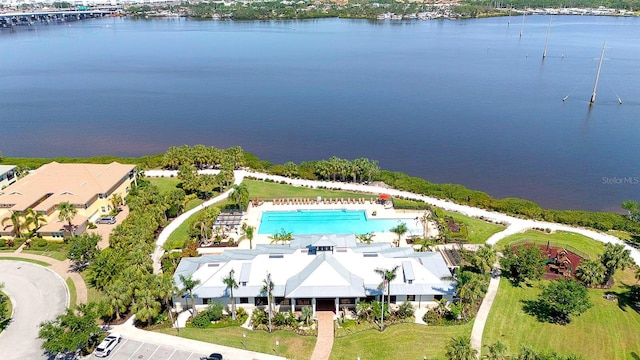 915 Tidewater Shores Loop, Bradenton, FL 34208 - drone / aerial view of a nearby body of water and a pool area