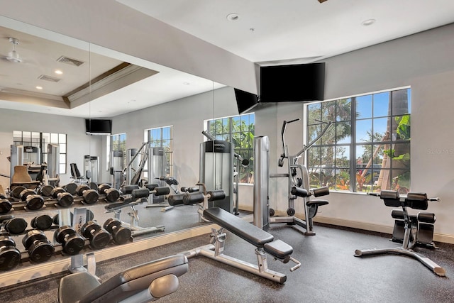 915 Tidewater Shores Loop, Bradenton, FL 34208 - gym featuring recessed lighting and a raised ceiling