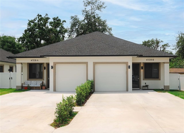 4108 N Thatcher, Tampa, FL 33614 - view of front of property featuring concrete driveway, a shingled roof, an attached garage, and stucco siding