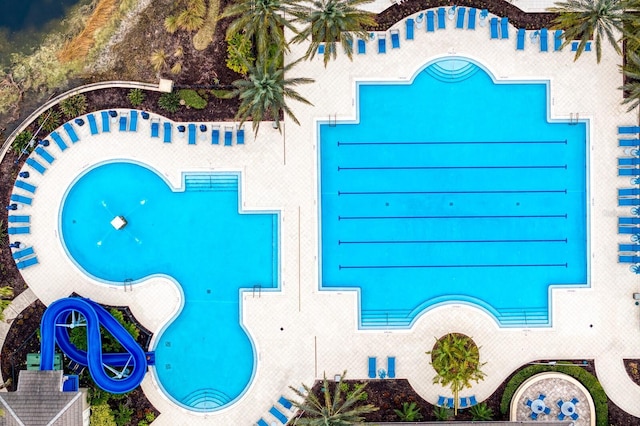 bird's eye view of a pool