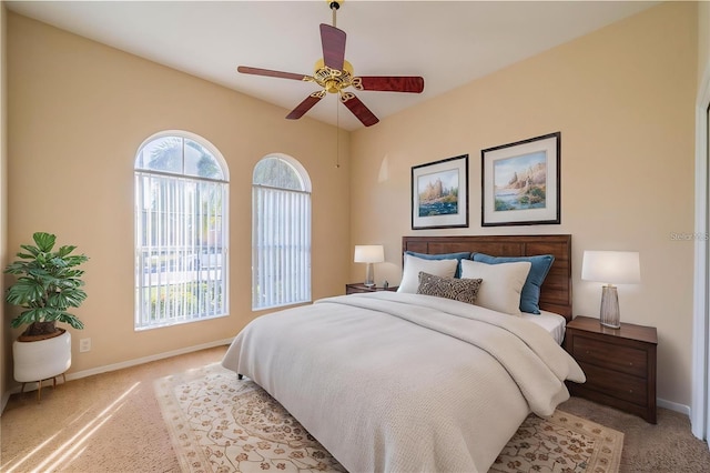 445 Noble Faire Dr, Sun City Center, FL 33573 - bedroom with light colored carpet, baseboards, and ceiling fan