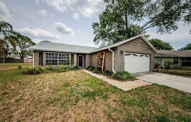 7763 Jenner Ave, New Port Richey, FL 34655 - ranch-style home with brick siding, a garage, and concrete driveway