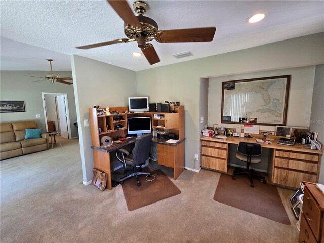 827 Creekside Ln, Palm Harbor, FL 34684 - office space with light carpet, a ceiling fan, recessed lighting, and baseboards