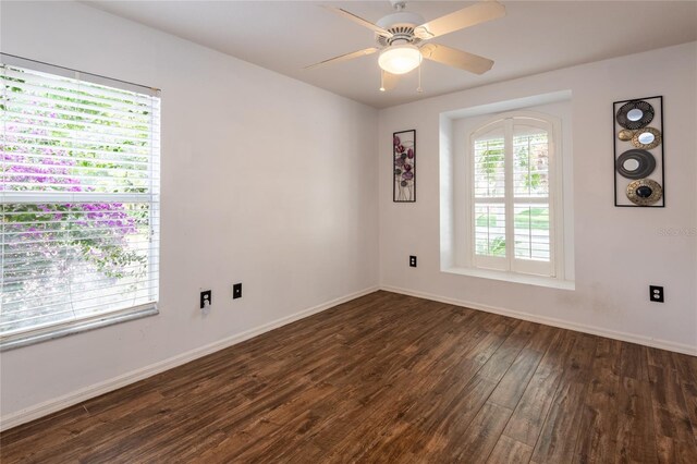 2008 Berry Lake Dr, Brandon, FL 33510 - unfurnished room featuring wood finished floors, baseboards, and ceiling fan