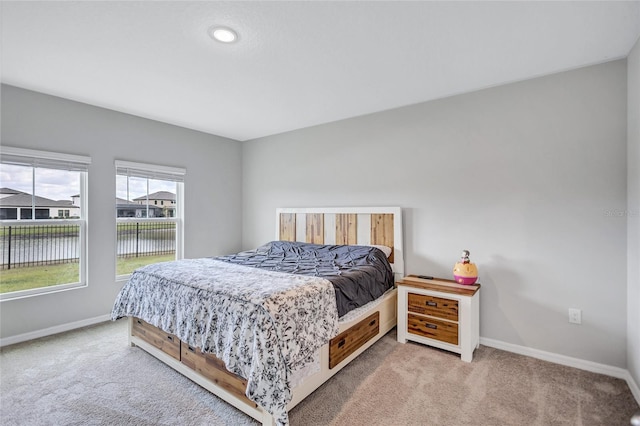 12710 Hysmith Loop, Parrish, FL 34219 - bedroom featuring carpet, baseboards, and a water view
