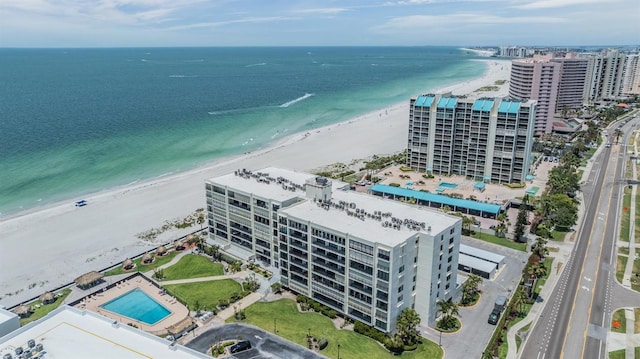 aerial view of extended coastline and apartment complex / building