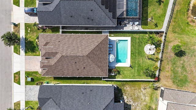 aerial view of a pool area