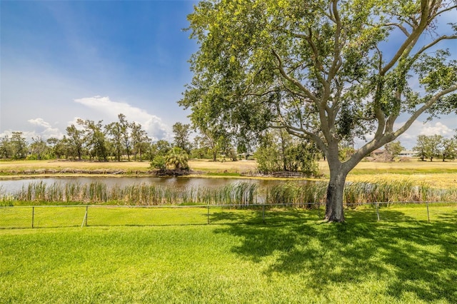 view of yard with a water view