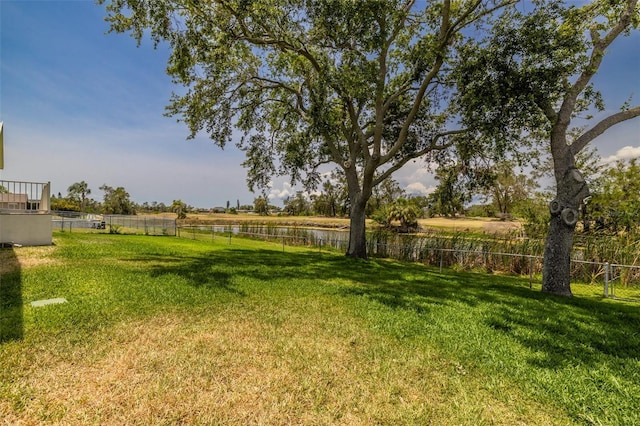 view of yard with a water view