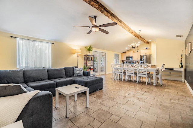 1041 Forest Grove Blvd, Palm Harbor, FL 34683 - living area featuring plenty of natural light, a ceiling fan, baseboards, and a chandelier