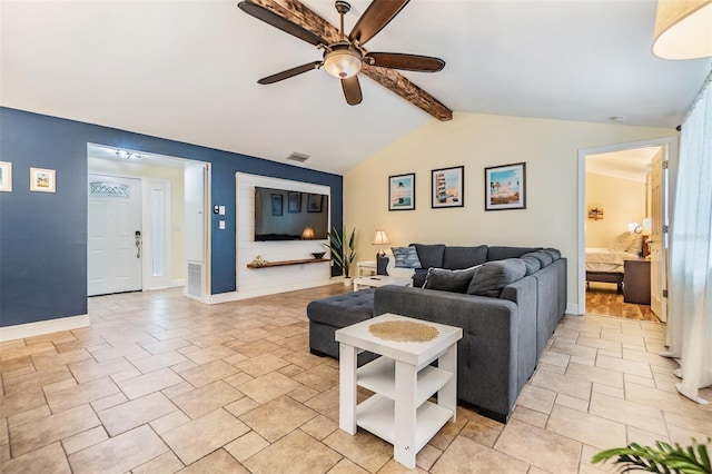 1041 Forest Grove Blvd, Palm Harbor, FL 34683 - living area with ceiling fan and baseboards
