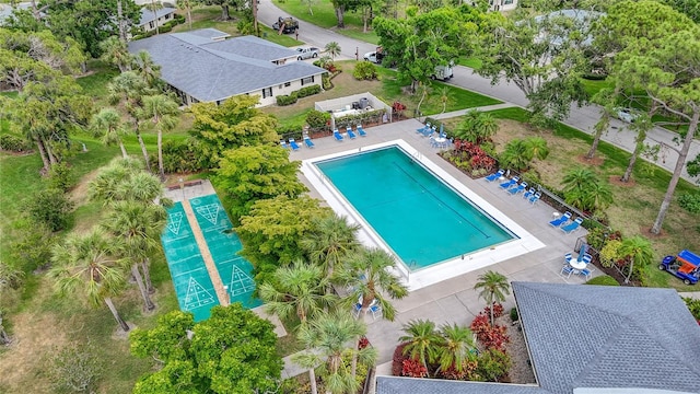 bird's eye view of a pool