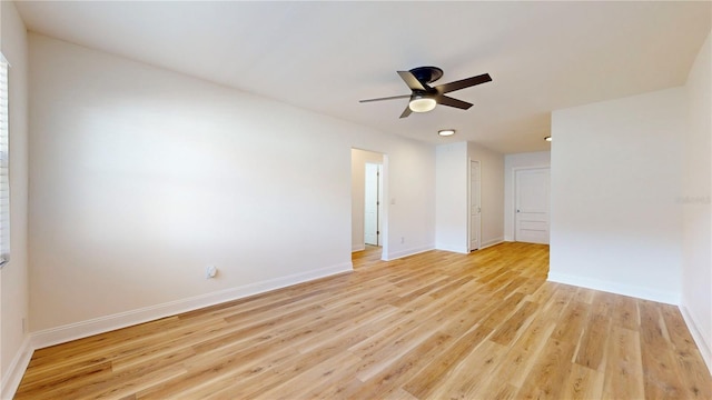 6710 S Juanita St, Tampa, FL 33616 - empty room featuring ceiling fan, light wood-style flooring, baseboards, and recessed lighting