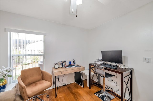 815 Sandy Trail Pl, Brandon, FL 33511 - office area featuring wood finished floors and ceiling fan