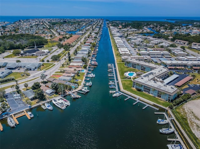 aerial view of a nearby body of water