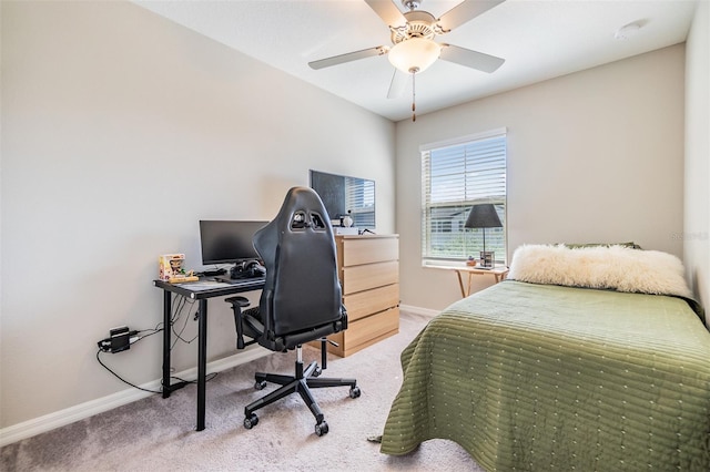 1594 Cassius St, Lutz, FL 33549 - carpeted bedroom featuring baseboards, an office area, and a ceiling fan