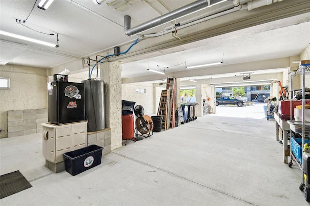 garage with a garage door opener