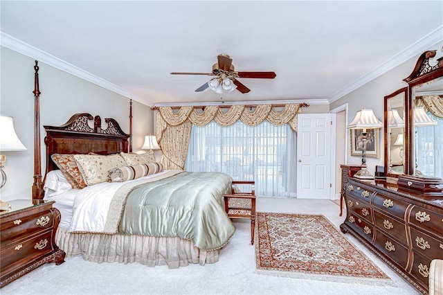 124 Barrington Dr, Brandon, FL 33511 - carpeted bedroom featuring multiple windows, crown molding, and ceiling fan