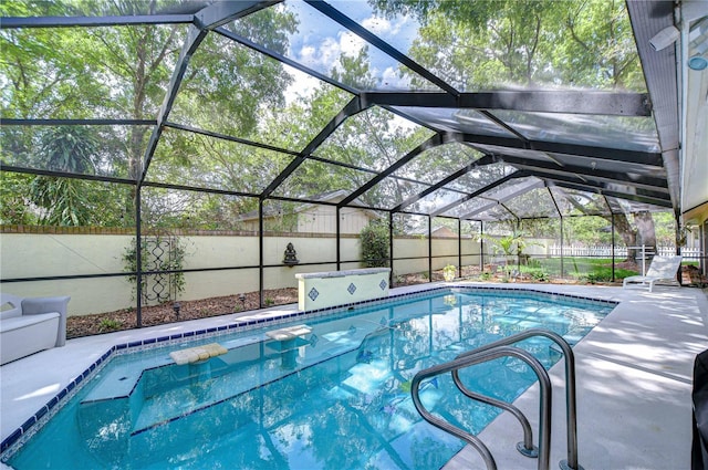 124 Barrington Dr, Brandon, FL 33511 - view of swimming pool featuring a fenced backyard, a patio area, and a lanai