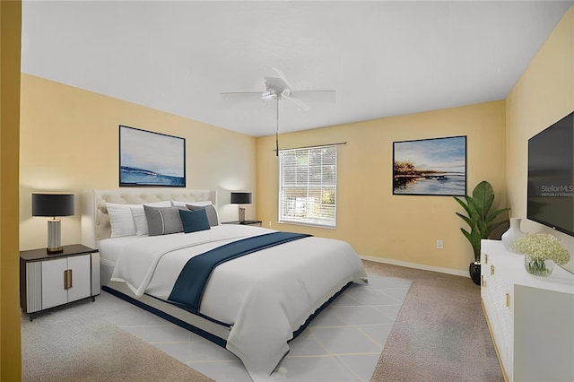 4222 Trumpworth Ct, Valrico, FL 33596 - bedroom with light colored carpet, ceiling fan, and baseboards