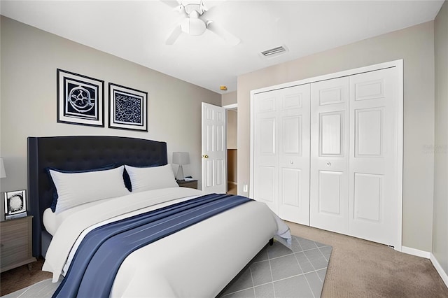 4222 Trumpworth Ct, Valrico, FL 33596 - carpeted bedroom with a closet, a ceiling fan, and baseboards