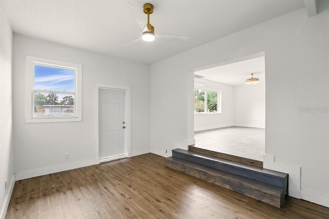 2013 Pineway Dr, Orlando, FL 32839 - unfurnished room with wood finished floors, a ceiling fan, and baseboards
