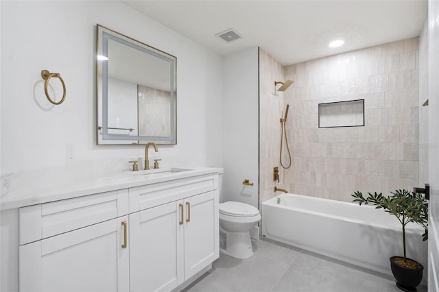 5628 Terrain De Golf Dr, Lutz, FL 33558 - full bath with toilet, vanity, washtub / shower combination, and tile patterned flooring