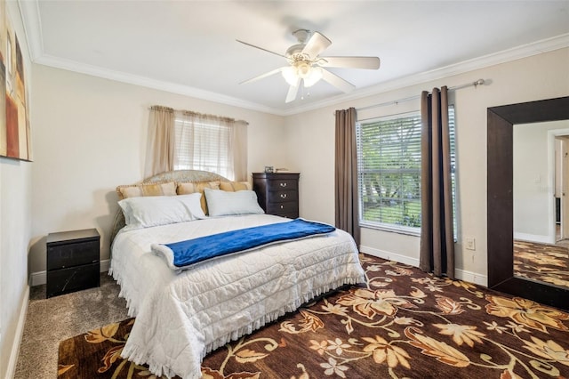 5245 18th St N, Saint Petersburg, FL 33714 - carpeted bedroom with crown molding, baseboards, and a ceiling fan