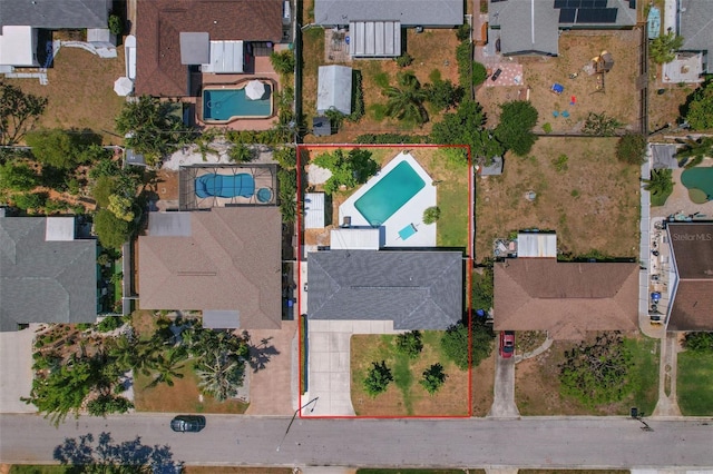 4027 25th Ave N, Saint Petersburg, FL 33713 - aerial view of residential area featuring a pool area and property boundaries highlighted
