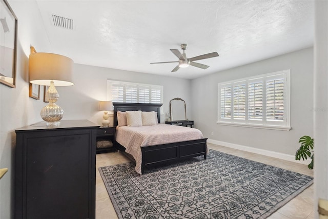 4027 25th Ave N, Saint Petersburg, FL 33713 - bedroom with multiple windows, light tile patterned floors, baseboards, and a ceiling fan