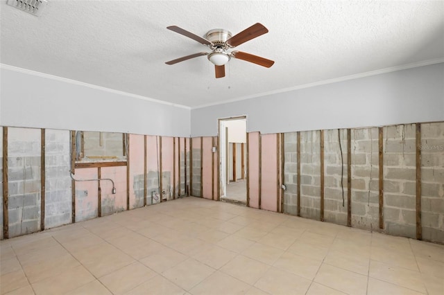 106 13th Ave, St Pete Beach, FL 33706 - unfurnished room featuring ceiling fan, crown molding, and a textured ceiling