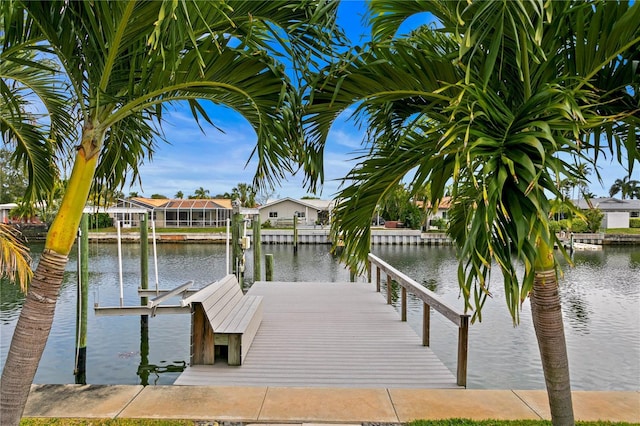 1960 Montana Ave NE, Saint Petersburg, FL 33703 - dock area with a water view, boat lift, and a residential view