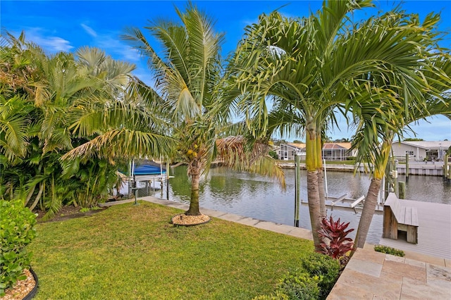 1960 Montana Ave NE, Saint Petersburg, FL 33703 - water view featuring boat lift and a boat dock