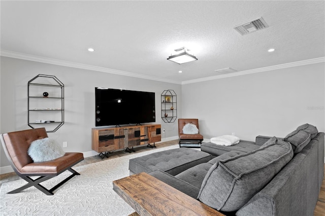 1960 Montana Ave NE, Saint Petersburg, FL 33703 - living area featuring baseboards, recessed lighting, crown molding, and a textured ceiling